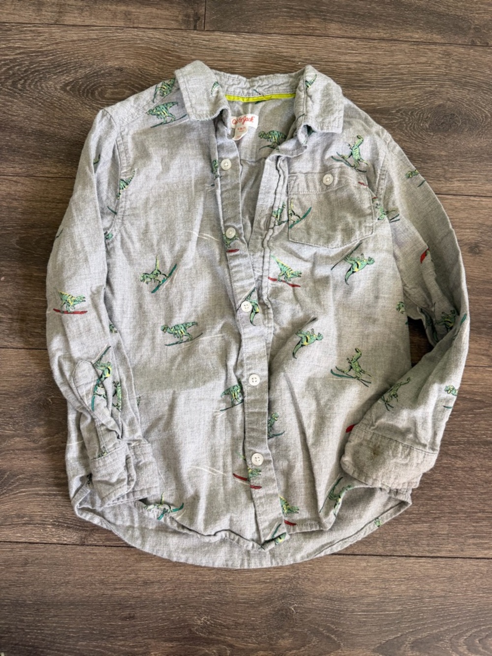 Sz 6/7 Cat & Jack Light Gray Button-Down Shirt